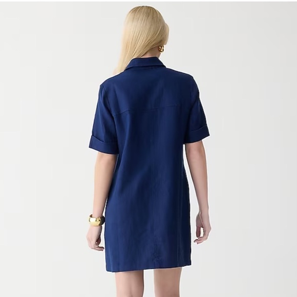 J crew Gamine shirtdress in linen dark evening blue - Picture 3 of 5